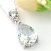 Half Dozen 12 PCS/Lot Mix Color Water Drop Crystal Peridot Morganite Gemstone Silver Woman Necklace Pendant Wedding Pendant Jewelry