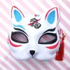 Kot Fox Kształt Maski Japoński Fox Party Maski Anime Cos Cat Fox Maska z Tassel Bells Half Face Halloween Maska