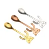 Cartoon Bear handle spoon Stainless steel hanging coffee Mixing spoons Home Kitchen Dining Flatware