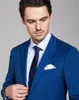 Moda Kraliyet Blue Damat Smokin Groomsmen Tek Düğme Tepe Yoku En İyi Adam Takım Düğün Erkekleri Blazer Takımları (Ceket+Pantolon) DH6021