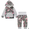 Suits roupa do bebê Meninas luxo moda infantil roupa Define Hoodie Xmas Pants Outfits recém-nascido listrado florais Brasão Calças Camo Tops BYP4351