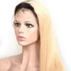 Peruansk människa hår 1B613 Wig Silky Straight 1B 613 Virgin Hair 13x4 Spets Front Wigs Two Tones Color 1028quot3930500