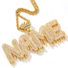 Nome Collana Uomini Personalizza Drip Bubble Intial pendente della lettera in oro rosa gioielli regalo Commissione corda cubana a catena 3 lettere