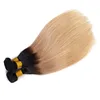 Estensioni dei capelli vergini brasiliani 1B / 27 Ombre capelli umani 3 pacchi con chiusura in pizzo 4X4 dritto 4 pezzi / lotto 1B 27 prodotti per capelli