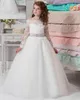 Robes de fille à fleurs blanches pas pas cher pour les mariages en dentelle filles robes de concours première robe de communion petite fille de bal de bal 02837245