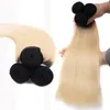 まっすぐな人間の髪の毛織りOmbre T1B / 613金髪の2つのトーンカラーフルヘッド3個/ロットダブルWefts Remy Hair Extensions