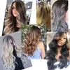 16 clips de peinados ondulados largos, Clip sintético ombre en la extensión del cabello, postizos falsos resistentes al calor, Rubio y marrón, 32 colores