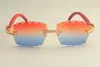 Солнцезащитные очки T-8300177F с Х-образными линзами с горячей гравировкой, стильный солнцезащитный козырек с большим ромбом, солнцезащитные очки с дужками из натурального дерева