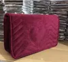 2020 Free Shipping Best-selling designer high-quality velvet heart women's gold chain flap bag messenger bag ladies shoulder bag clutch