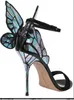 Varm försäljning- läderpumpar fjäril med hög klack sandaler för kvinnor sexiga stilettskor