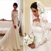 Ny sexig sjöjungfrun spets bröllopsklänning långärmad brudklänningar muslim brud klänning vestido de noiva
