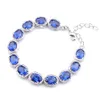 Halloween Gift Stud Earrings Pendants Bracelet 3Pcs Jewelry Sets Oval Blue Topaz 925 Silver Necklaces Sets Fashion For Women Jewelry
