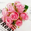 12 têtes lots fleurs de roses artificielles bouquet de mariage nouvel an Rose Royal Rose fleur de soie décoration de la maison fête Decor2351665
