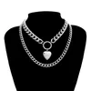 Heart love necklace locket gold chains multilayer necklaces chokers women hip hop fashion jewelry