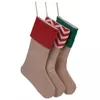 Sacchetti regalo di Natale in tela Calza natalizia in tela da 1218 pollici Borsa per calzini decorativi in tela di grandi dimensioni 7 colori DHL