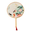 Chinesische Vintage Runde Hand Fan Retro Hochzeit Party Geschenk Fan Klassischen Tanz Fans Blumen Druck Chinesischen Fans Tanz Prop Großhandel VT1048