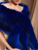 CMS18095結婚式の盗む毛皮の青青色のフェイクファーラップシュラグボレロスラップイブニングスカーフショールズ女性ジャケットプロムイブニングパーティー1795742