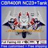 +Tank für HONDA CBR400 RR NC23 CBR400RR 88 89 90 91 92 93 266HM.19 NC29 CBR 400 RR 400RR Glänzend schwarz 1988 1989 1990 1991 1992 1993 Verkleidung