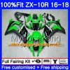 corpo de injecção para a Kawasaki ZX 10R ZX1000 ZX10R 16 17 18 254HM.0 ZX 10 R ZX 1000 2016 2017 2018 ZX10R carenagens kit de Fábrica preto verde