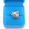 Moda surpresa gem presentes naturais shell crescente anel de prata mulheres refinado anel simples atacado