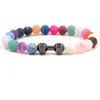 Nouveaux Bracelets colorés en Agate patinée Bracelets d'haltères croisés Bracelets plaqués argent pour hommes femmes cadeau