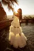 New South African Wedding Dresses Backless Spaghetti Off Shoulder Bridal Gowns Lace Appliques Boho Tiered Skirts Robes De Mariée