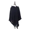 Kwastje poncho solide omzoomde shawl vintage winter cape sjaal mode wraps vest mantel jas trui meisjes breit sjaals B6863