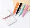 DHL FREE 4pcs /set WITH bags Colorful Stainless Steel Slanted Tip Beauty Eyebrow Tweezers Hair Removal Tools Lowest Price Best Promotion