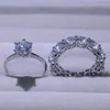 Infinito jóias de luxo 2pcs casal anéis real 925 prata esterlina rodada corte branco topázio cz diamond sona diamante mulheres casamento anel nupcial