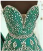 Luxuoso esmeralda verde vestidos de baile de cristal frasco pluning corpo plunging v-pescoço v-garganta cetim elegante formal vestidos de noite concurso menina