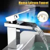 Modern Brass Chrome Mixer Tap Waterfall Kitchen Bathroom Basin Sink Faucet Holes With Stainless Steel Pipe Bathroom Cloakroom