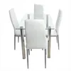 Frete grátis por atacado 110 cm mesa de jantar conjunto mesa de jantar de vidro temperado com cadeiras 4 pcs transparentes