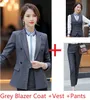 Fashion Plaid Formal 3 Piece Set Women Business Suits With Jackets and Pencil Pants and Vest Coat & Waistcoat Ladies Pantsuits