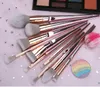 10 Pcs Wet Make up Brush Set Shinny Pink Thumb Pollex Make UP brushes for Lip liner Eyeliner, Lipstick