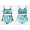 2 pezzi Veet Set di indumenti da notte Moda donna Abbigliamento da notte Abiti a due pezzi Pantaloncini estivi con cinturino per spaghetti Pamas Intimo ragazza GGA3490-2