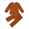 Odzież dla dzieci Baby Leopard Drukowane Sweter Zestawy Ubrania Letnie Dziewczyny Z Długim Rękawem Spodnie Garnitury Spring Payamas Homewear Sleepsuit Byp639