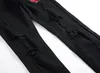 Jeans skinny alla moda da uomo con ricamo rosa blu e nero con foro di colore in vita elastica slim fit pantaloni lunghi modello taglie forti