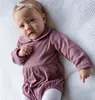 Bebek Kız Tulum Çocuklar Katı Uzun Kollu Tulumlar Sevimli Bebek Yaka Bodysuit Bebek Moda Tulum Yenidoğan Tek Parça Tulum AYP601