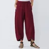 Pantalon de Yoga pour femmes, décontracté, solide, avec poches élastiques, taille haute, ample, en lin, respirant, Baggy, 2019, 4424599