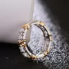 Fashion-European och American Gold Color Separation Set Zircon Ring Fashionable Luxury Fashion Ring Smycken