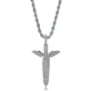 Mens 18K Guldkedja Iced Out 21Savage Angel Sword Pendant Halsband Bling Hip Hop Smycken Gift