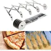 3 hjul cutter deg pizza cutter rostfritt stål deg divider non-stick pasta rocker rulle pizza utdragbara knivar