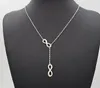 Mode nouveau Style couleur argent Double 8 signe infini pendentif Lariat collier pour femmes hommes chanceux symbole infini bijoux