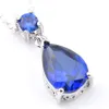 Luckyshine 12 pezzi 1 lotto gioielli da donna goccia d'acqua topazio blu gemme di strass di cristallo pendenti in argento sterling 925 Russia Australia USA pendenti