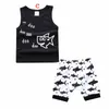 Set di abbigliamento per bambini Summer Baby Boy Abiti da cartone animato Stampa di squalo per ragazzi Outfit per bambini Shorts Fashion Shorts Sust C4321