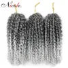 Nico Hair Malibob 3 paquets Kanekalon Extensions de cheveux synthétiques en vrac 8 pouces Mali Bob Afro bouclés Crochet tresses 1219490