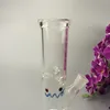 Straight Tube Glass Water Pipes Hookahs 9.8Inches Tobacco Oil Dab Rigs Smile Pattern 18mm Joint for Smoking Accessories