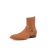 Designer Fashion Wyatt Biker Chaînes Bottines Hommes Chaussures Bout Pointu Boucle Hommes Bottes En Cuir Marron Hommes Chaussures Habillées Bottes Chaussures Hommes