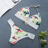 Kadın Bikini 2019 Kadınlar Seksi Çizgili Push-Up Yastıklı Sütyen Beach Halter Bikini Set Mayo Mayo Kapak Up Biquini Bırakır