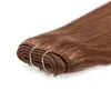 인간 브라질 머리 스트레이트 묶음 3pcs 처녀 어두운 밝은 갈색 머리 직조되지 않은 머리카락 연장